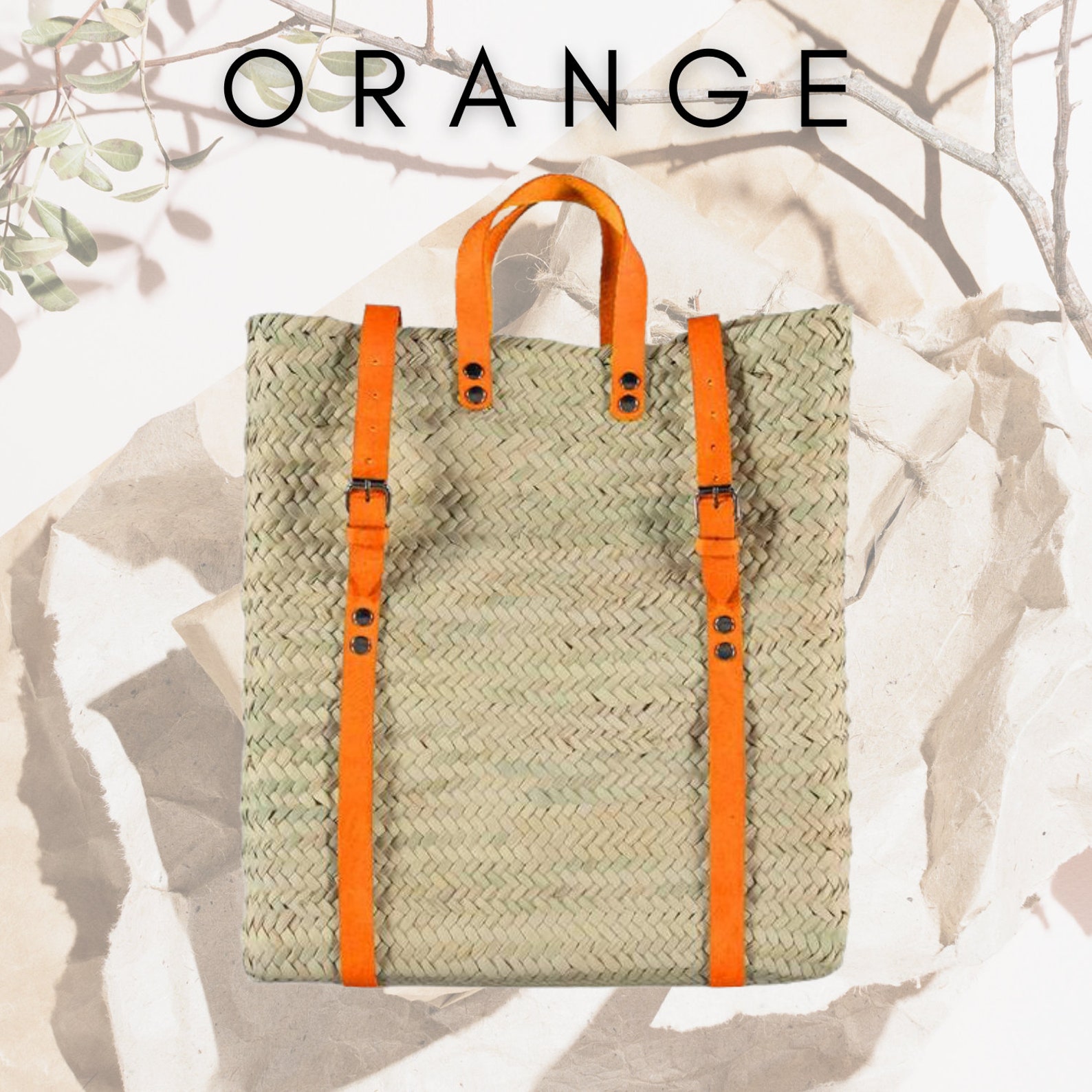 Straw Beach bag with leather strap Natural handmade Etsy