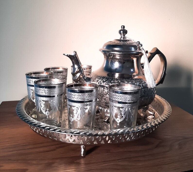 Moroccan Tea Set of 6 Vintage Moroccan Tea Glasses Authentic Etsy