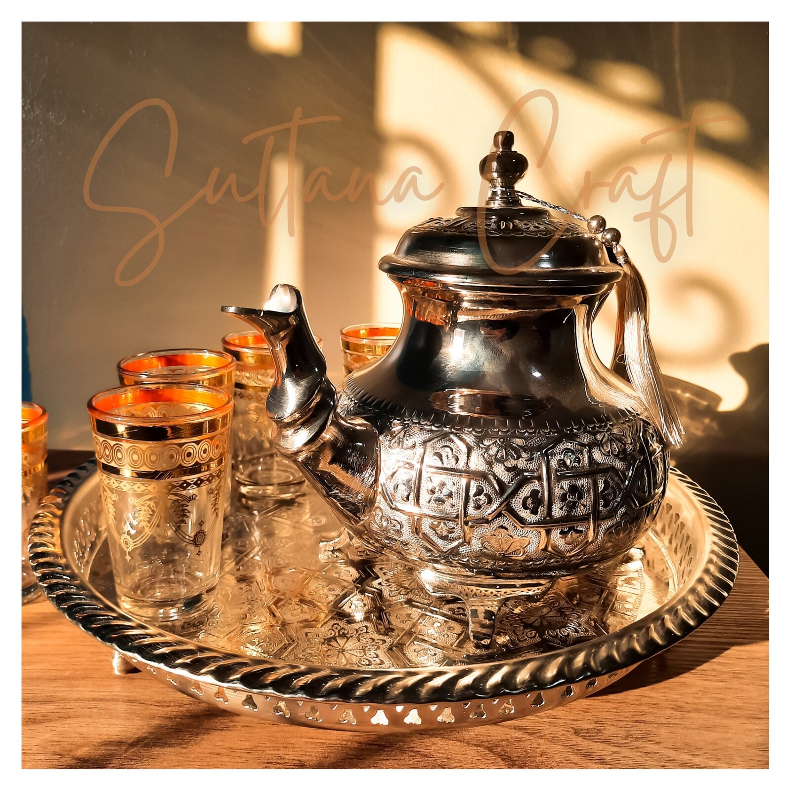 Moroccan Tea Set of 6 Vintage Moroccan Tea Glasses Authentic Etsy