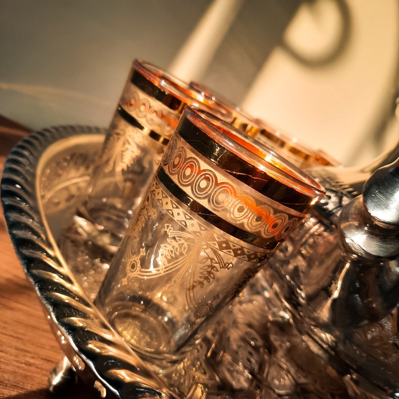 Moroccan Tea Set of 6 Vintage Moroccan Tea Glasses Authentic Etsy