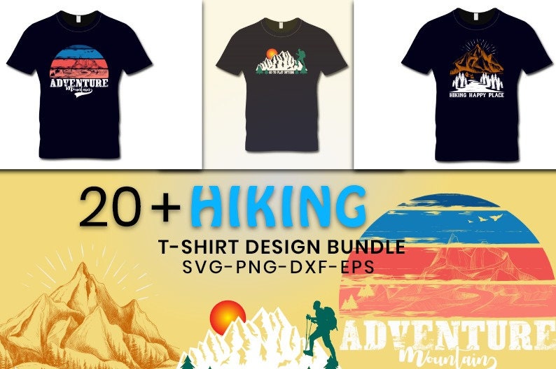 Hiking T-shirt Design Bundle Print on 