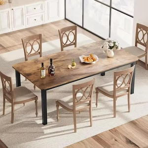Industrial Dining Table for 6-8, Rustic Wood Kitchen Table 78.7&quot;, Modern Dining Table, Farmhouse Kitchen Table, Large Dining Room Table