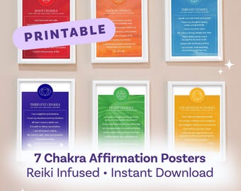 7 Chakra Affirmation Poster zum Ausdrucken | Chakra Wand Kunst | Sofort Download