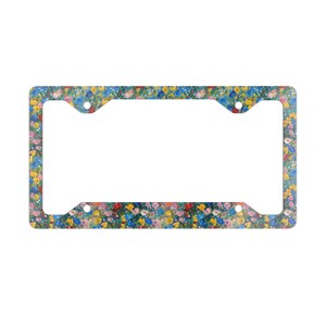 Marco de matrícula metálico con diseño floral: decoración personalizada para coche, regalo único para entusiastas de los coches, decoración primaveral, accesorios para coche.