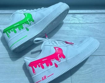 Custom Neon Drip Sneakers • Hand-Painted Air Style Shoes • Glow Drip Art Shoes • Personalized Streetwear • Custom Color Drip Sneakers