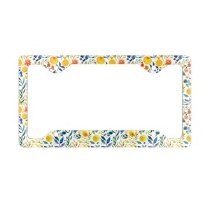 Marco de matrícula de metal con diseño floral, elegante decoración para autos, regalo perfecto para amantes de los autos, estilo veraniego, accesorios únicos para vehículos.
