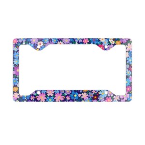 Marco para matrícula, diseño floral vibrante, accesorio para coche, regalo para amantes de la jardinería, decoración floral, decoración única para coche, estampado floral