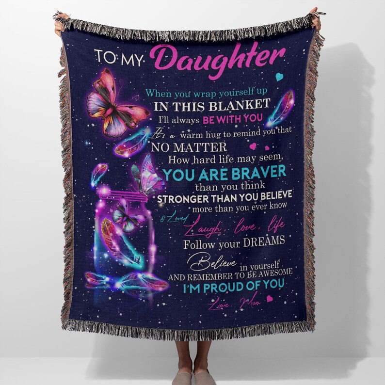 To My Daughter Blanket From Mom Dad Personalized Daughter Etsy