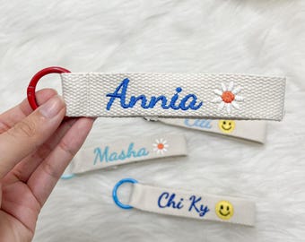 Personalized Name Tag, Custom Bag Name Tag, Bag Accessory, Custom Embroidered Key chain, Embroidery Cotton Name tag, backpack tag for kid