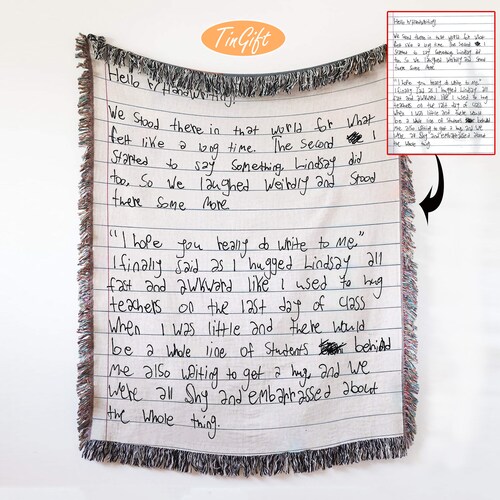 Handwriting Blanket Personalized Custom Letter Blanket Etsy