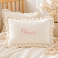 Custom Baby Name Muslin Ruffle Pillow, Personalized Embroidered Pillow Kids, Nursery Decor, Newborn Gift, Toddler Pillow