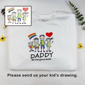 Custom Kid&#39;s Drawing Embroidery Sweatshirt, Children&#39;s Art Embroidered Shirt, Special gift for Mom for Dad, Fathers Day, Mothers Day Gift
