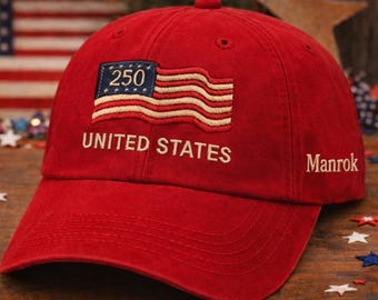 Custom United States Flag Hat, 250th Anniversary 1776–2026 Trucker Hat, Patriotic Embroidered Baseball Cap, American Semiquincentennial Gift