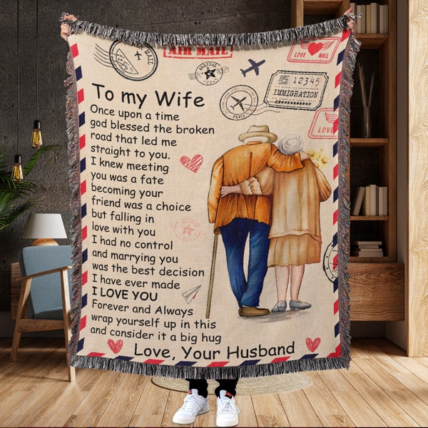 Gifts for Wife | Blanket For Wife | Christmas Gift For Wife | Aniversary Gifts | Woven Throw Blanket To Old Couple |