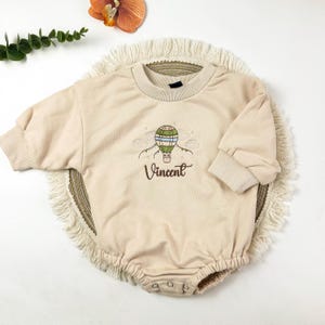 Embroidered Custom Bubble Romper With Name, Embroidery Long Sleeve Baby Romper, Baby Announcement Bubble Romper, Coming Home Sweater Romper