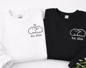 Frog Couple Embroidered Sweatshirt, Hoodies, Tshirt, Valentine Matching Shirts, Anniversary Gift, Special Boyfriend Girlfriend Gift