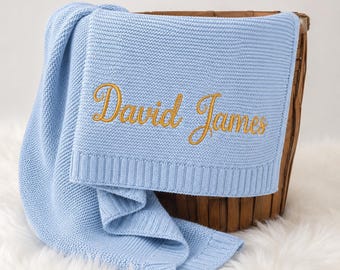 Personalized Embroidered Baby Blanket, Custom Baby Name Soft Knit Blanket, Keepsake for Baby, Baby Shower Gifts