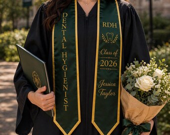 Personalized Graduation Sash, Custom Graduation Stole, Embroidered Stole Class of 2026, College Graduation Gift