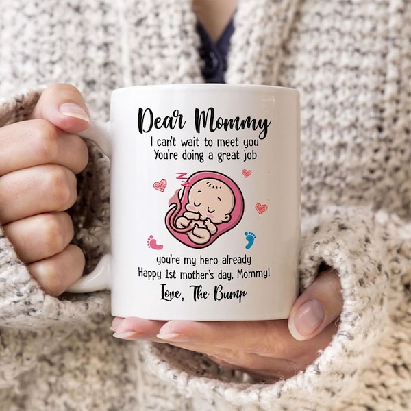 Taza del Día de la Madre, Taza de mamá embarazada, Regalo del Día de las Madres, Regalo a mamá embarazada para el Día de la Madre, Querida mamá ama la taza del Día de la Madre