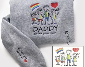 Custom Embroidered Kids Drawing Sweatshirt, Personalized Children Art Shirts for Mom Dad, Mother's Day Father's Day Gift