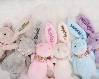Personalisierter Osterhase, individuell gestickter Babyname Plüschhase, Stofftier für Baby, Ostergeschenk