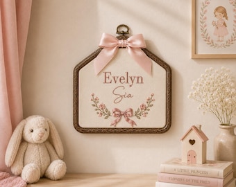 Personalized Baby Name Hoop, Floral Embroidered Nursery Decor, Custom Girl Wall Art, Baby Shower Gifts