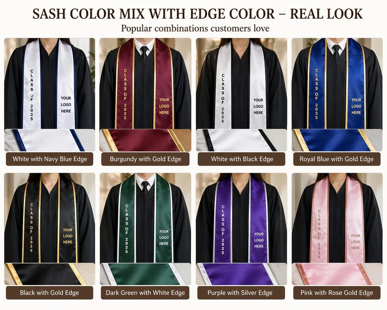 Custom Embroidered Text Logo Graduation Stole, Your Design Stoles ...