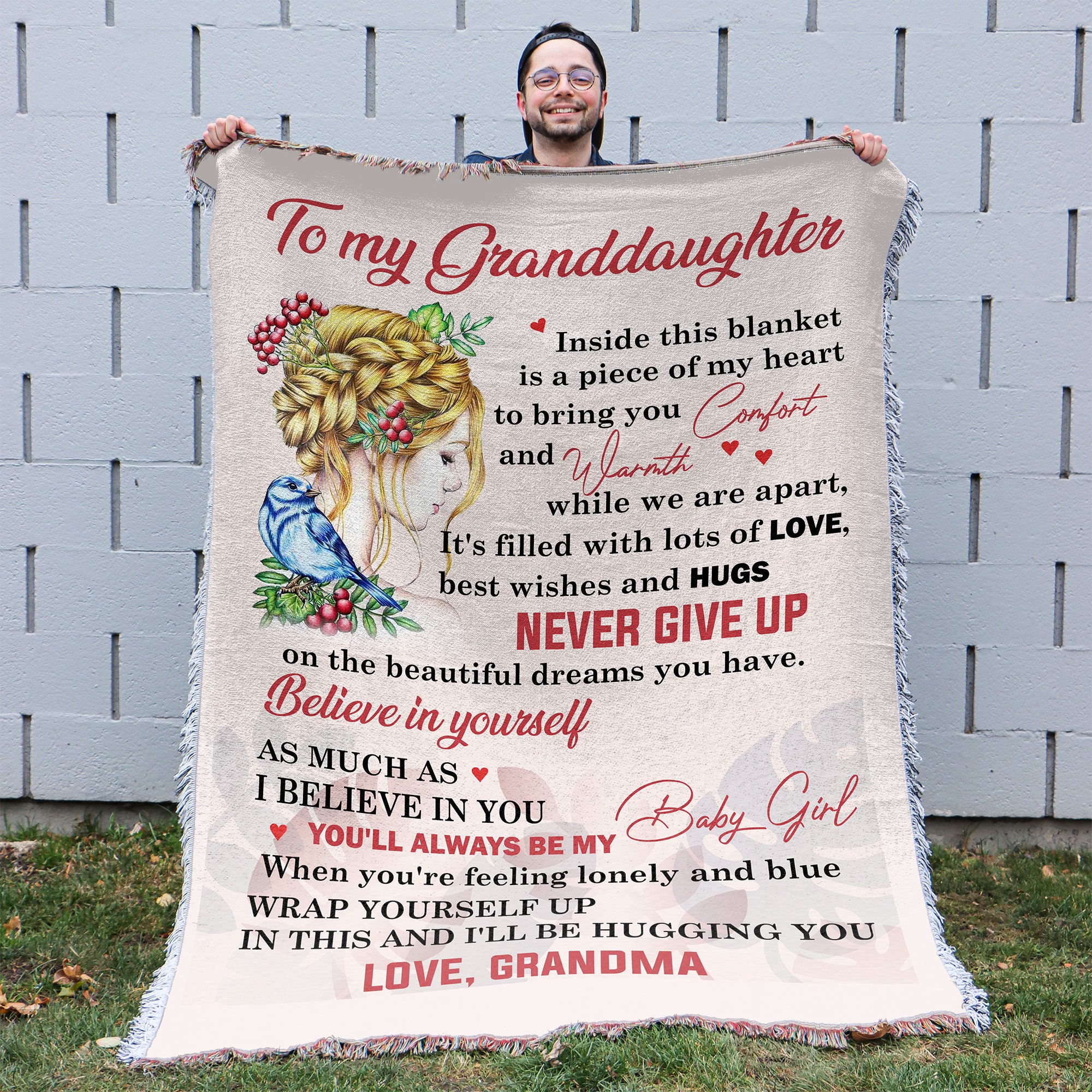 To My Grandaughter Blanket From Grandma Custom Message On Etsy