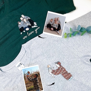 Personalized t-shirt, Embroidered dad shirt, custom father embroidered tshirt, Custom embroidered photo, Custom embroidered father tshirt.