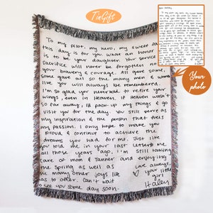 Manta de letras personalizadas / Manta de letras de escritura a mano para papá / Regalo de escritura a mano tejida / Lanzamiento de manta de escritura a mano, Manta de carta de amor.