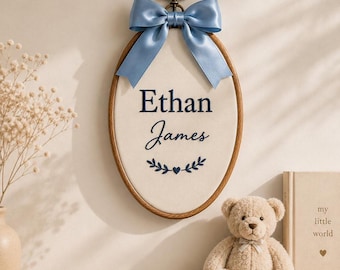 Personalized Baby Announcement Sign, Custom Baby Name Hoop, Nursery Decor, Baby Shower Gift