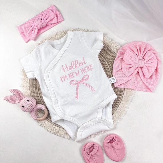 Personalised Newborn Baby Girl Set, Custom Baby Bodysuit