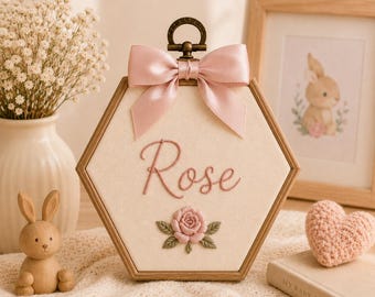 Personalized Baby Name Hoop, Floral Embroidered Nursery Decor, Custom Baby Girl Wall Art, Baby Shower Gifts