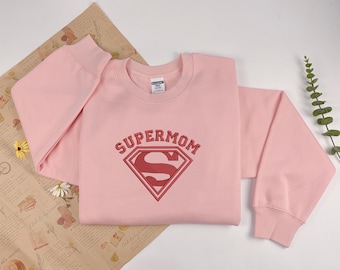 Super Mom Embroidered Sweatshirt, Custom Mother's Day Gift