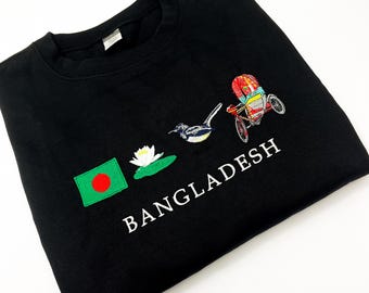 Bangladesh Flag Tshirt/Sweatshirt/Hoodie, Custom Country Embroidered Shirts, Cozy Unisex Crewneck Shirt, Cultural Heritage Tee