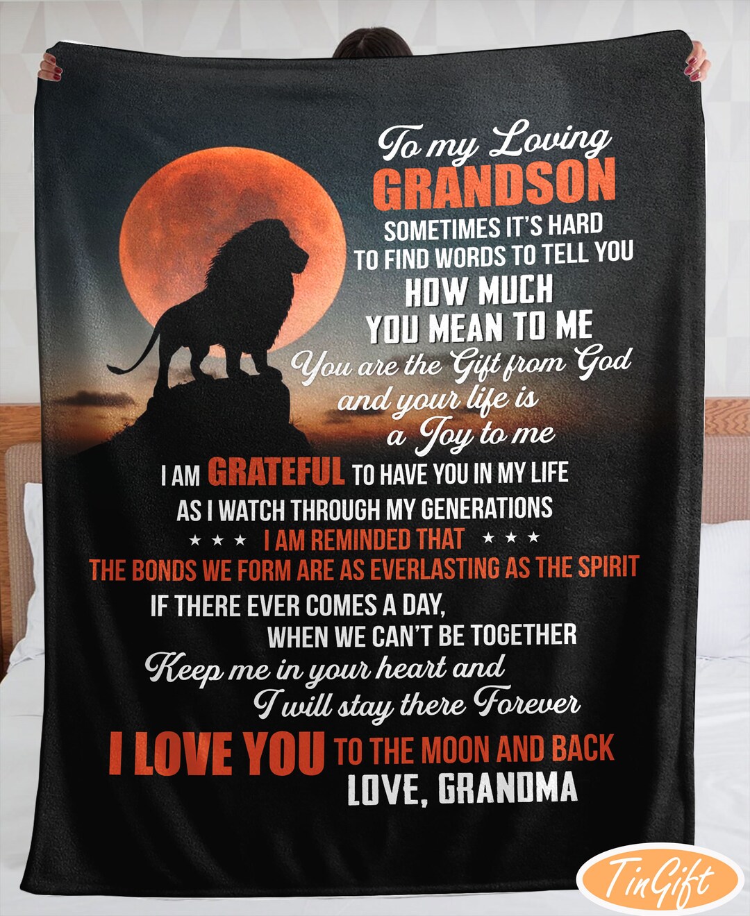 Grandson Christmas Fleece Blanket From Grandma, Grandson Birthday Gifts