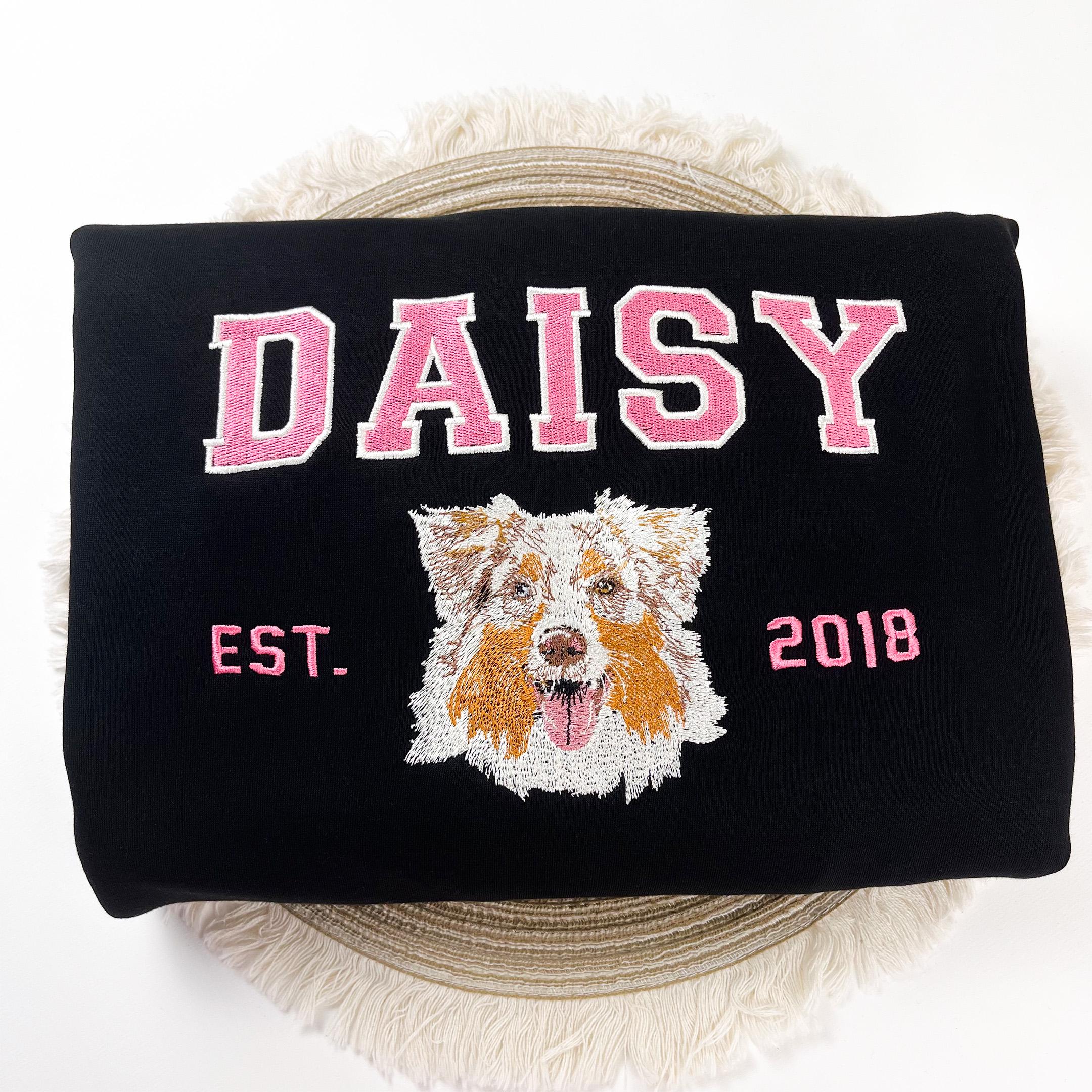 カスタム刺繍ペットポートレートスウェットシャツ、犬好きへのギフト 