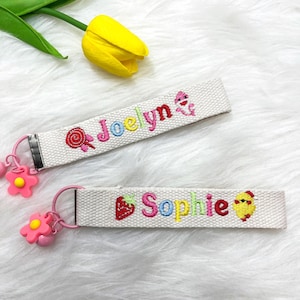Personalized Kids Name Tag For Bags with Random Ring, Custom Embroidered School Backpack, Mutil Color Bag Name Tag, Bag Accessory
