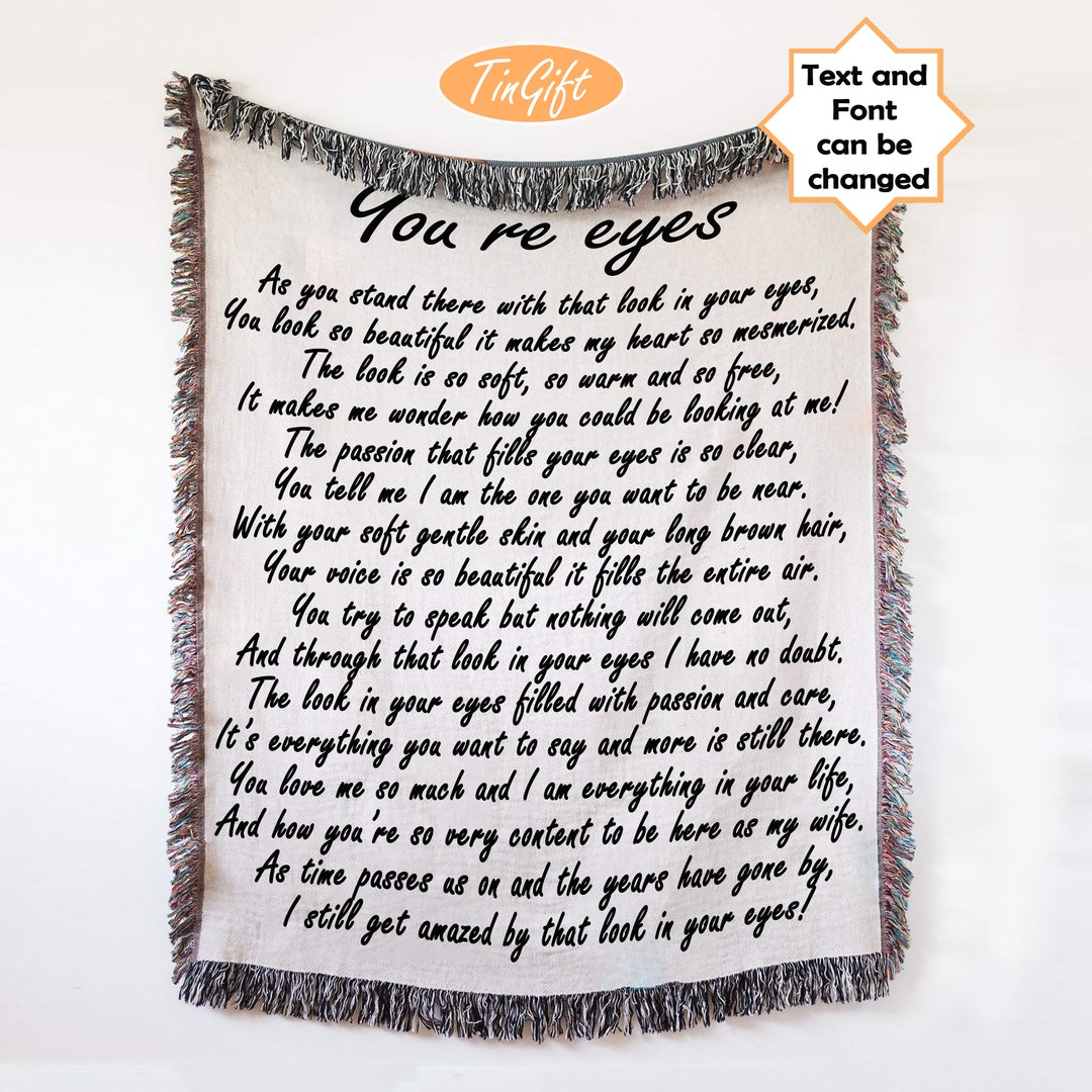 Poem Blanket, Personalized Letter Blanket, Wedding Gift, Engagement