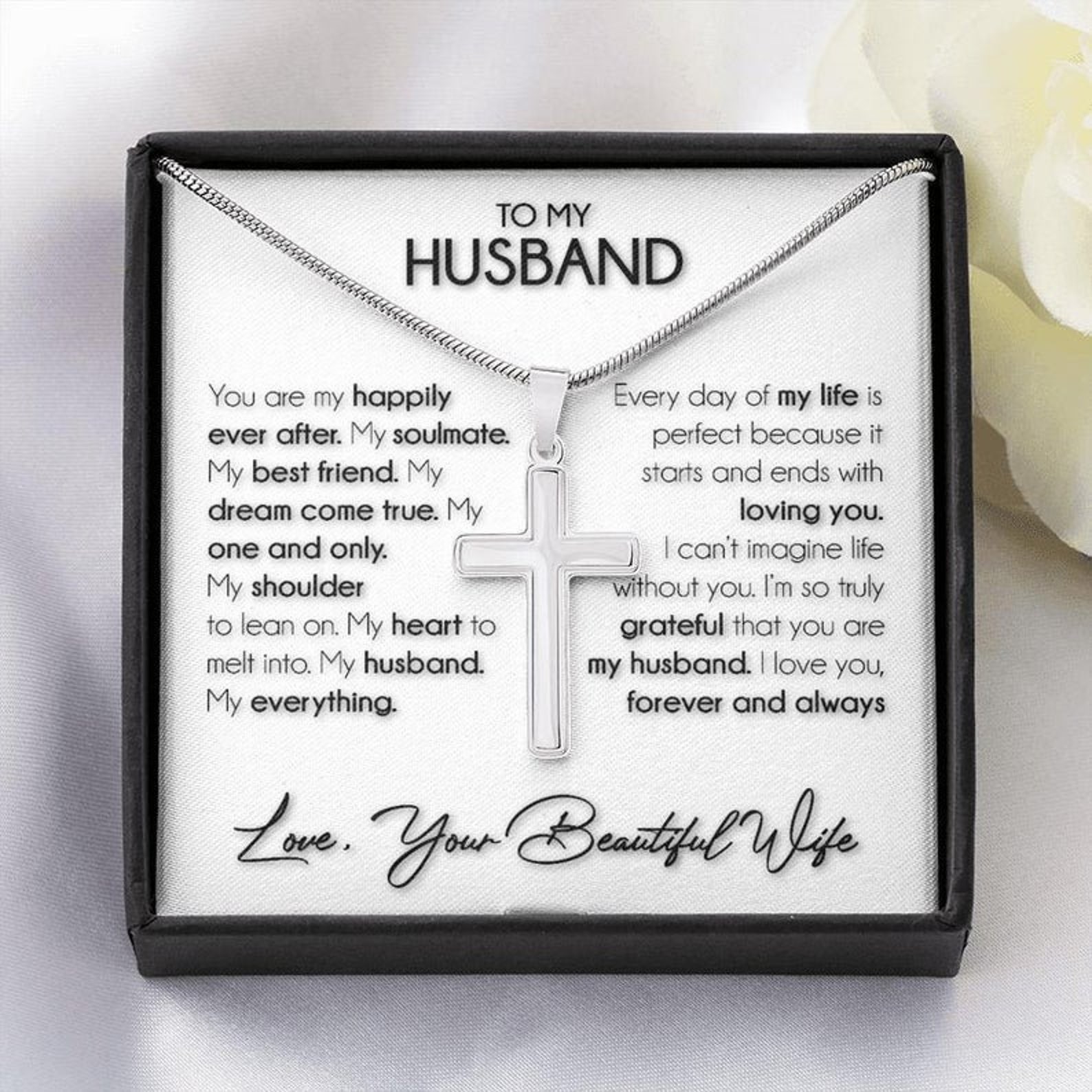 To My Husband Necklace Cross Wedding Gift From Wife for Etsy