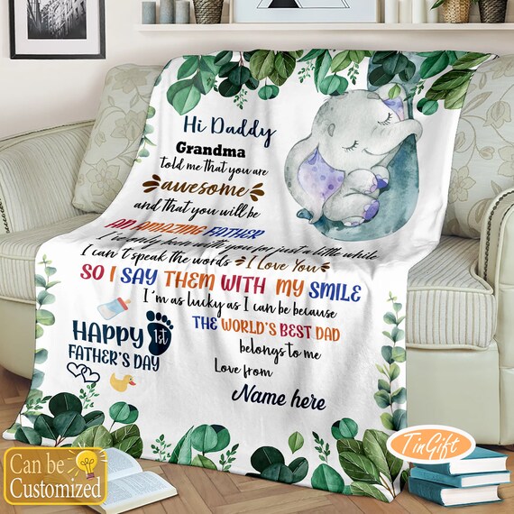 To My Dad Blanket First Father s Day Blanket Gifts for 1 St Father Day Hi Daddy Blanket Personalized Blanket for New Dad From Grandma Etsy