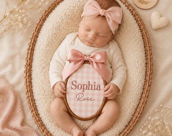 Personalized Baby Announcement Sign, Custom Baby Name Hoop, Nursery Decor, Baby Shower Gift