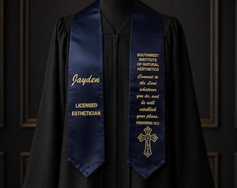 Custom Embroidered Your Design Graduation Stole, Personalized Class of 2026 Sash, Graduation Gift Ideas
