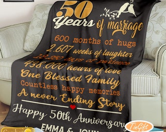 Cadeau du 50e anniversaire pour les parents, cadeau du 50e anniversaire de mariage, couverture du 50e anniversaire, couverture du 50e anniversaire de mariage.