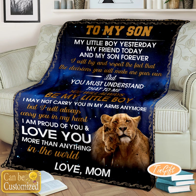 To My Son Blanket Text Blanket Christmas Gift for Son Lion Etsy