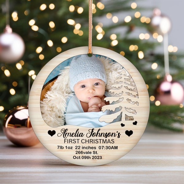 Baby First Christmas Ornament 2023, Personalized First Christmas Ornament, Custom Baby's First Crhistmas Ornament, New Baby Christmas Gift.
