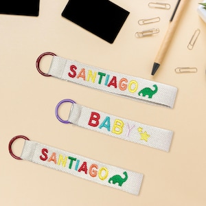 Personalized Backpack Tags, Custom Kids Name Tag, Mutil Color Bag Name Tag, Bag Accessory, Custom Embroidered Name tag, Key Ring