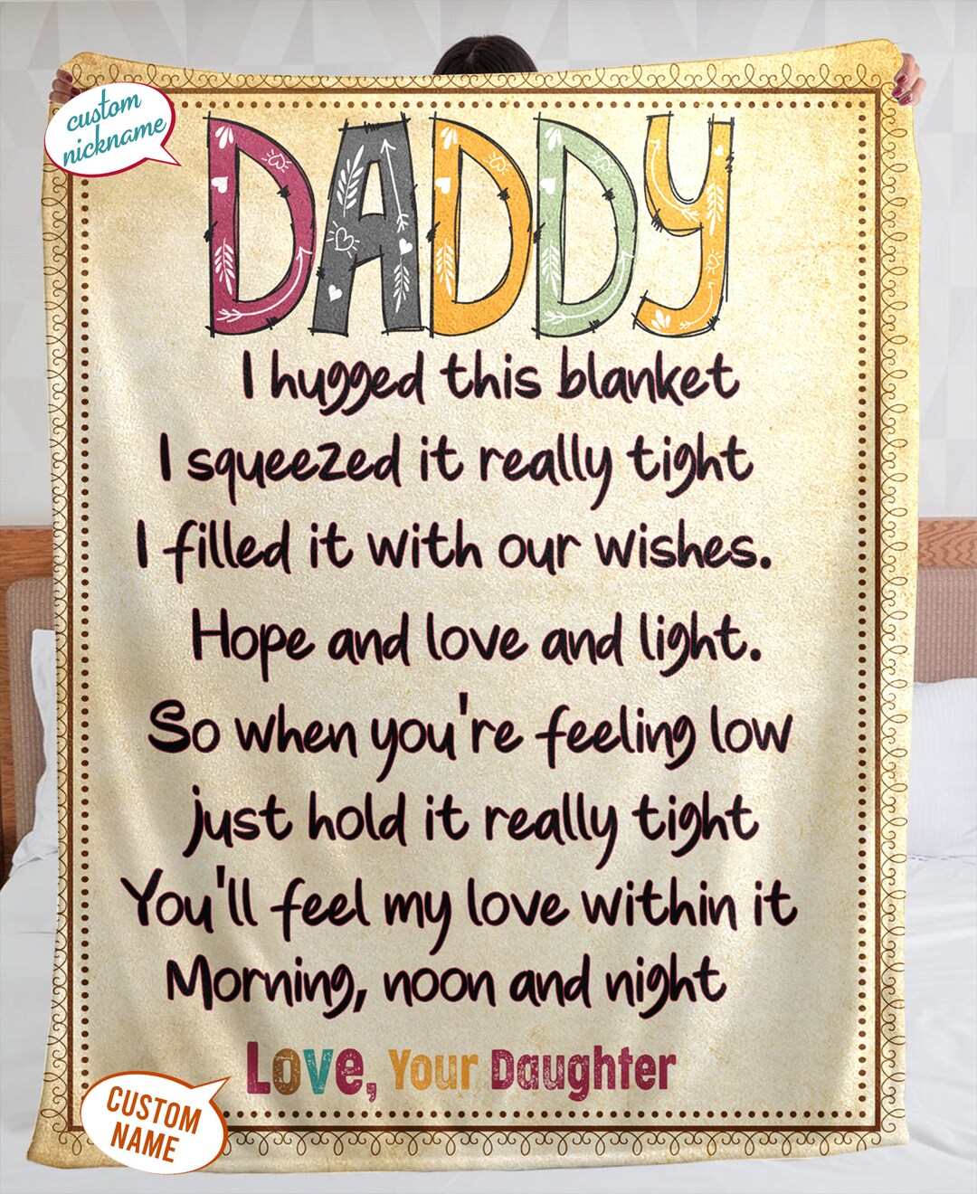 Dear Daddy Blanket, Personalized Blanket for Dad From Daughter, Daddy