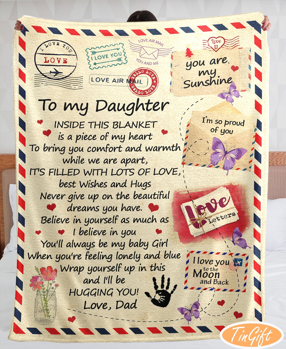 To My Daughter Blanket From Dad, Daughter Father Gift, Personalized