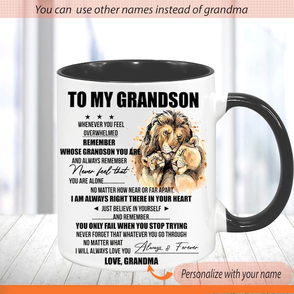 To My Grandson Mug From Grandma, 11oz Ceramic Mug, Personalized Gift Mug For Grandson, Custom Message On Mug, Message Meaning For Grandson